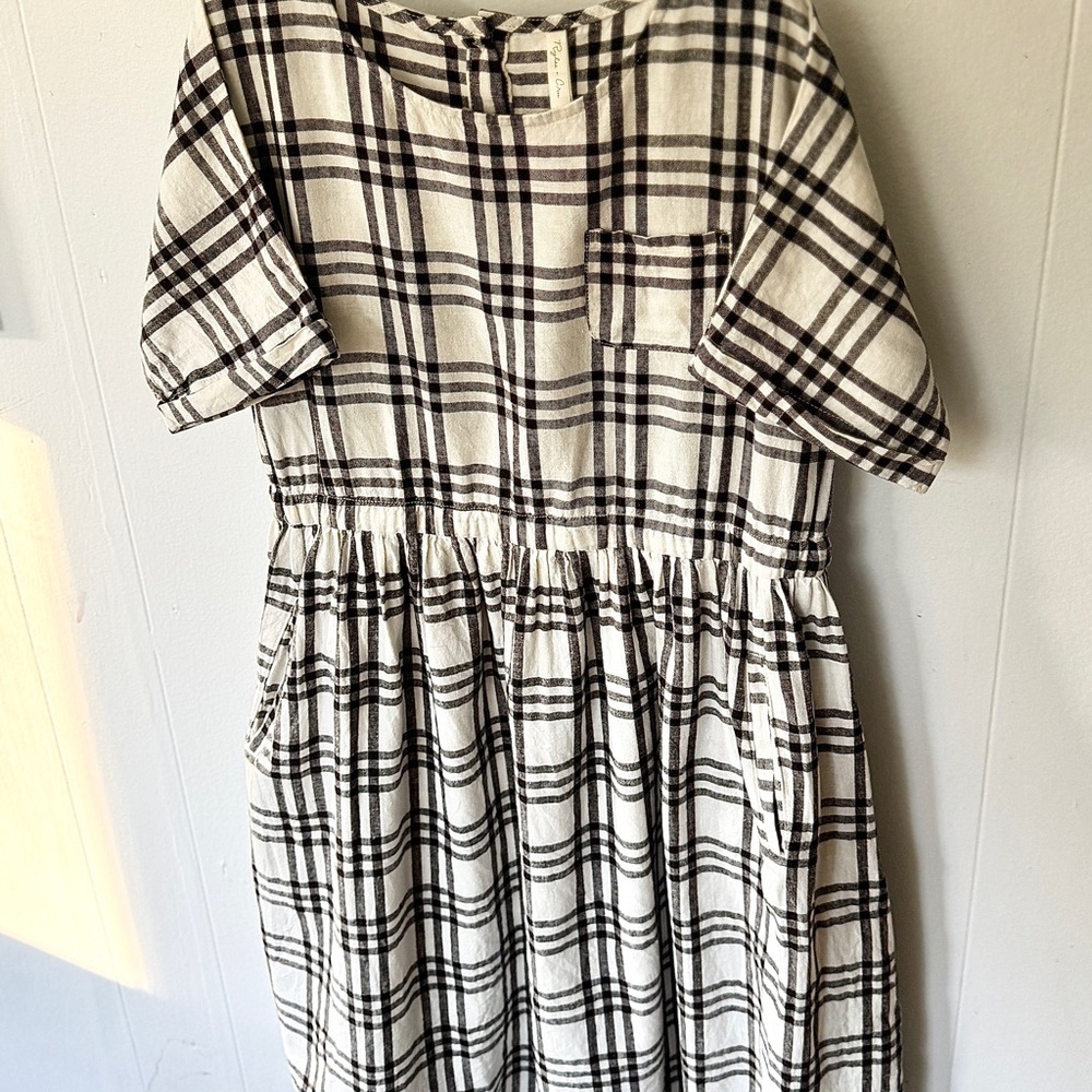 ✨ Rylee + Cru Plaid Linen Blend Dress | Size 8–9Y ✨ - Picture 3 of 9